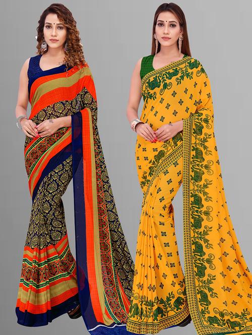 women pack of 2 casual wear sarees with blouse - 21416368 - Very Small Image - 1