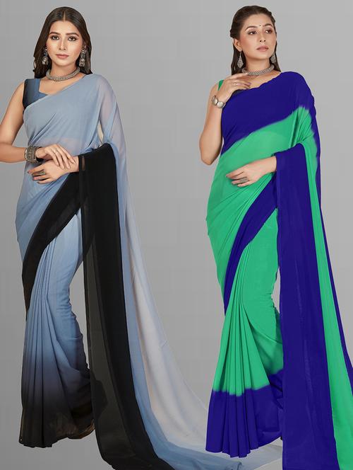 pack of 2 casual wear combo sarees with blouse - 21416376 - Very Small Image - 1
