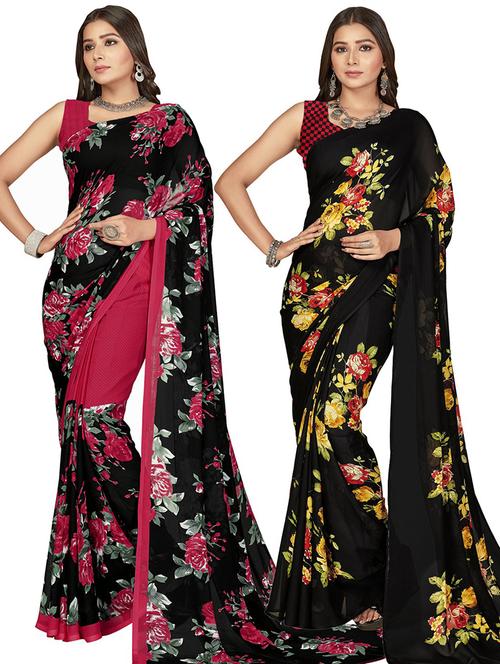 women pack of 2 casual wear sarees with blouse - 21416382 - Very Small Image - 1