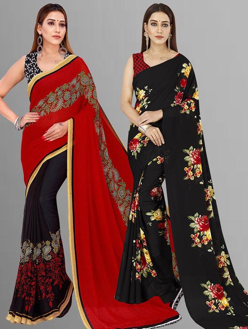 pack of 2 casual wear combo sarees with blouse - 21416406 - Very Small Image - 1