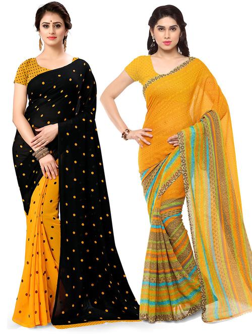 pack of 2 casual wear combo sarees with blouse - 21416461 - Very Small Image - 1