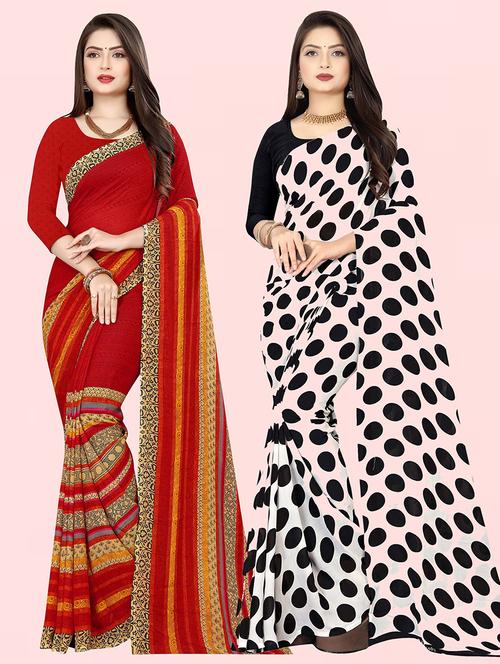 pack of 2 casual wear combo sarees with blouse - 21416481 - Very Small Image - 1