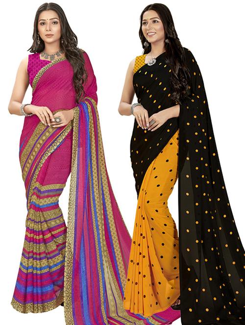 pack of 2 casual wear combo sarees with blouse - 21416482 - Very Small Image - 1