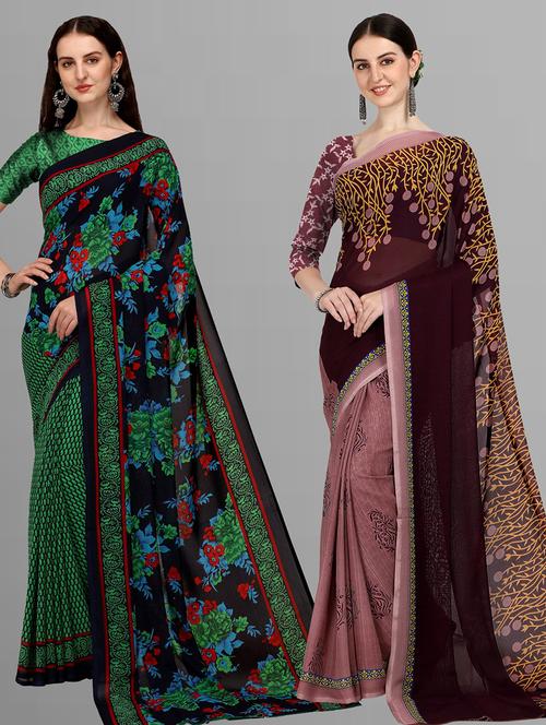multi colored georgette ready to wear saree with blouse - 21416514 - Very Small Image - 1