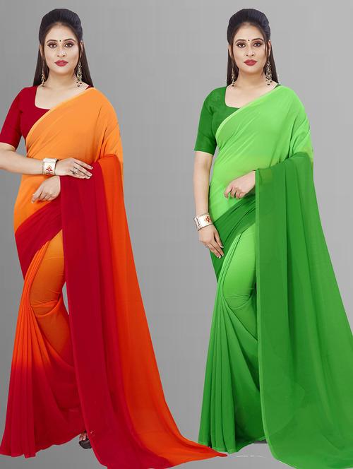 pack of 2 casual wear sarees with blouse - 21416520 - Very Small Image - 1