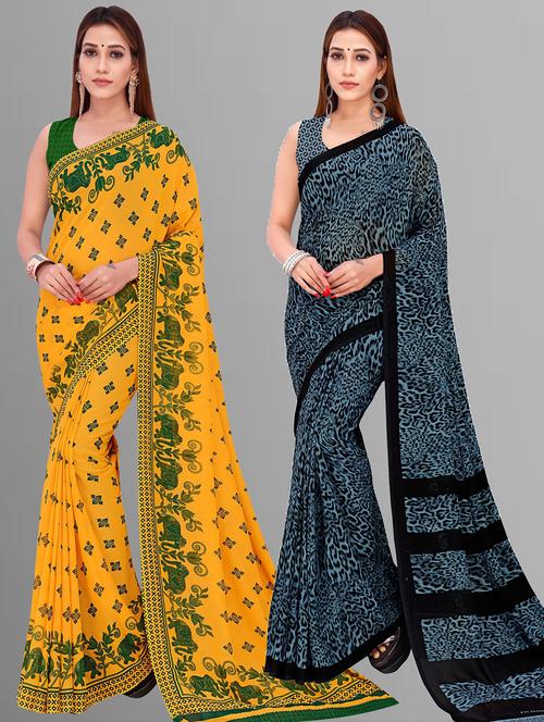women pack of 2 casual wear sarees with blouse - 21416532 - Very Small Image - 1