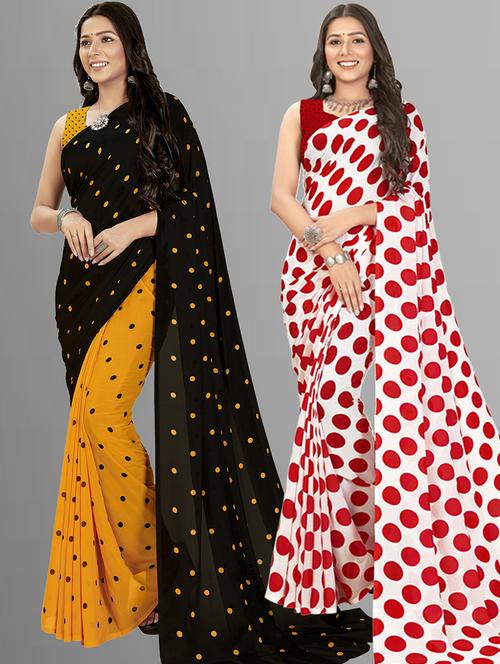 pack of 2 casual wear combo sarees with blouse - 21416544 - Very Small Image - 1