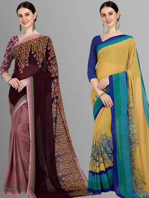 multi colored georgette ready to wear saree with blouse - 21416573 - Very Small Image - 1