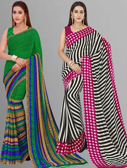 pack of 2 casual wear sarees with blouse - 21416593 - Very Small Image - 1