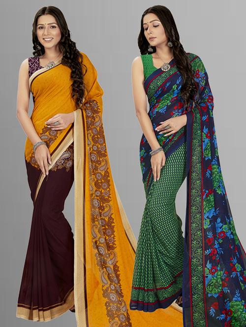 pack of 2 casual wear sarees with blouse - 21416622 - Very Small Image - 1