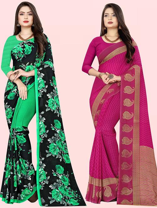 pack of 2 casual wear sarees with blouse - 21416645 - Very Small Image - 1