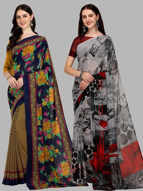 pack of 2 casual wear sarees with blouse - 21416649 - Very Small Image - 1