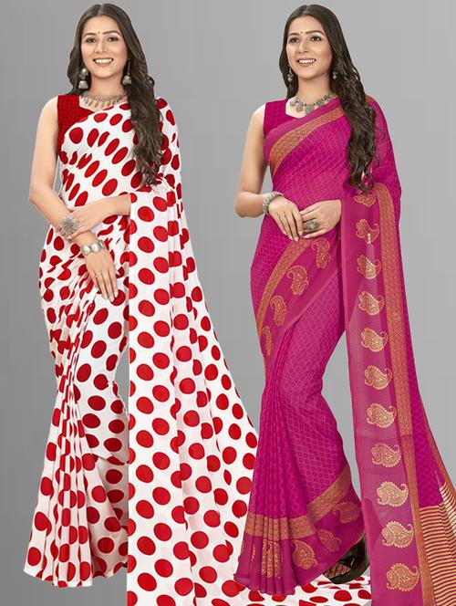 pack of 2 casual wear combo sarees with blouse - 21416722 - Very Small Image - 1