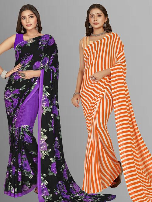 pack of 2 casual wear sarees with blouse - 21416745 - Very Small Image - 1