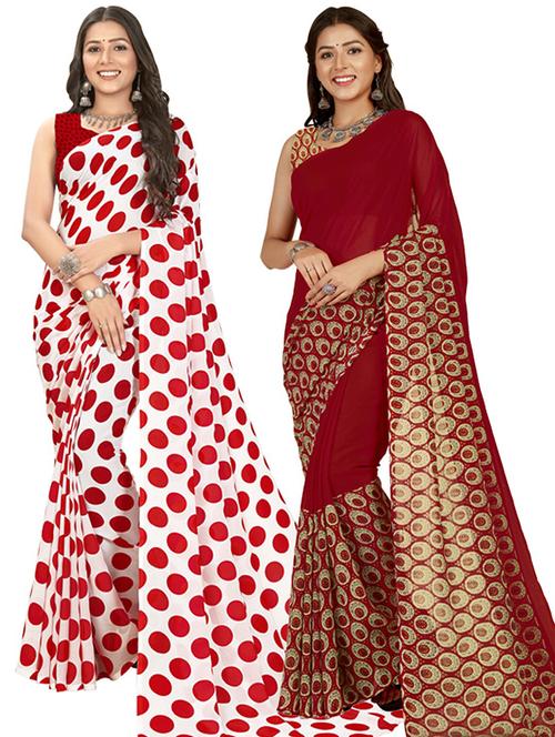 pack of 2 casual wear sarees with blouse - 21416748 - Very Small Image - 1