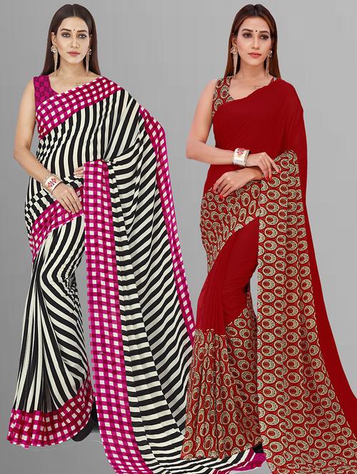 pack of 2 casual wear combo sarees with blouse - 21416774 - Very Small Image - 1