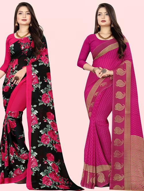 pack of 2 casual wear combo sarees with blouse - 21416852 - Very Small Image - 1