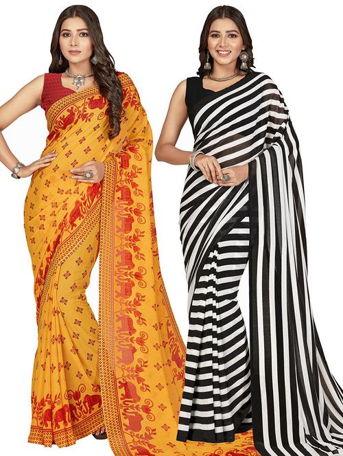 pack of 2 casual wear sarees with blouse - 21416865 - Very Small Image - 1