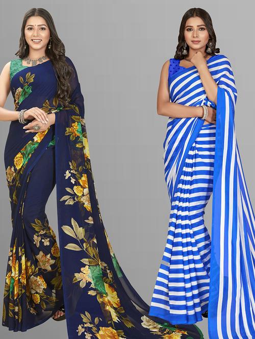 pack of 2 casual wear sarees with blouse - 21416881 - Very Small Image - 1