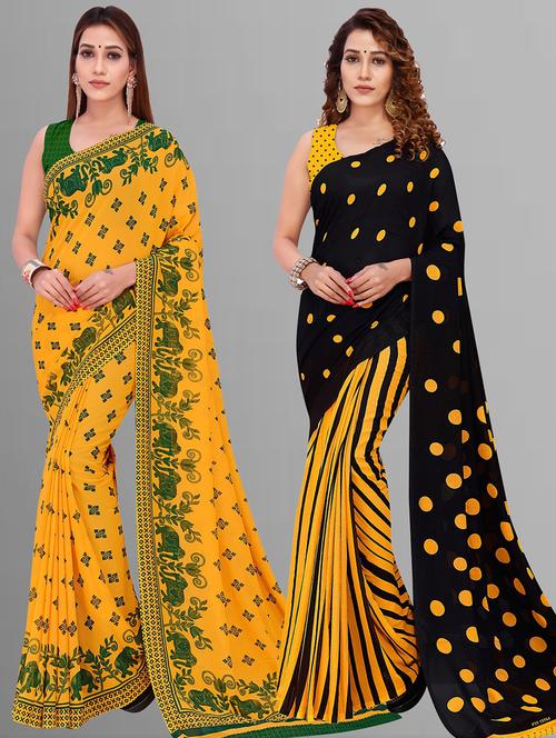  women pack of 2 casual wear combo sarees with blouse - 21416904 - Very Small Image - 1