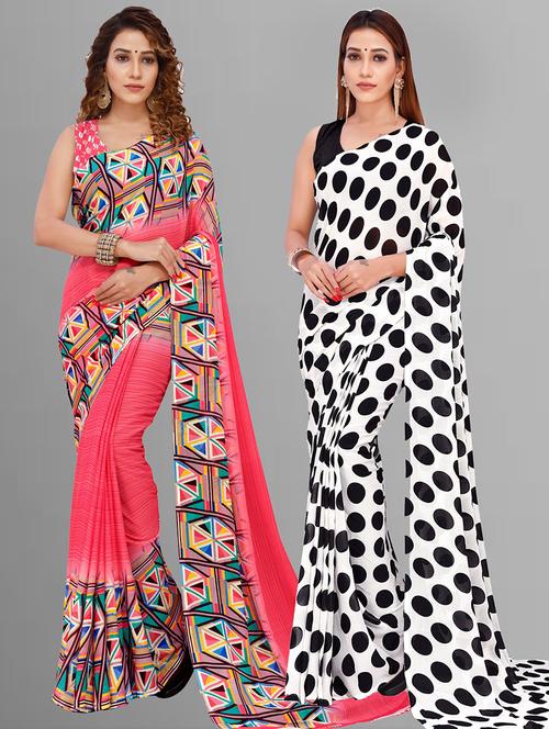 pack of 2 casual wear sarees with blouse - 21416912 - Very Small Image - 1