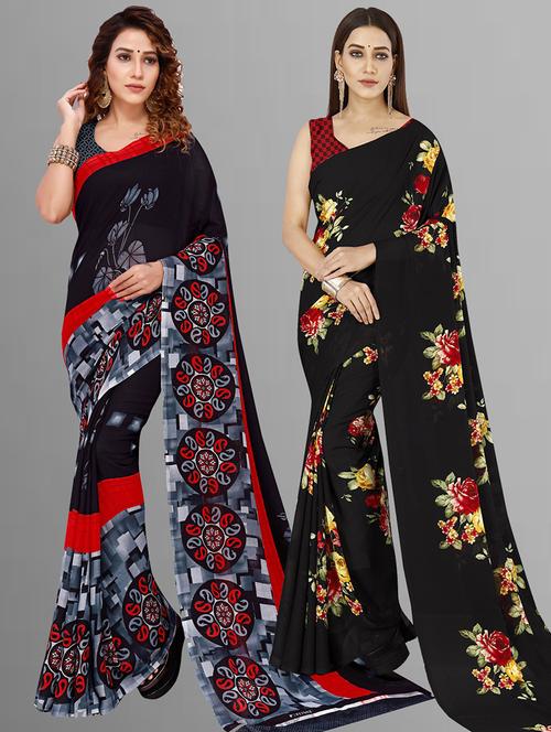 pack of 2 casual wear sarees with blouse - 21416918 - Very Small Image - 1
