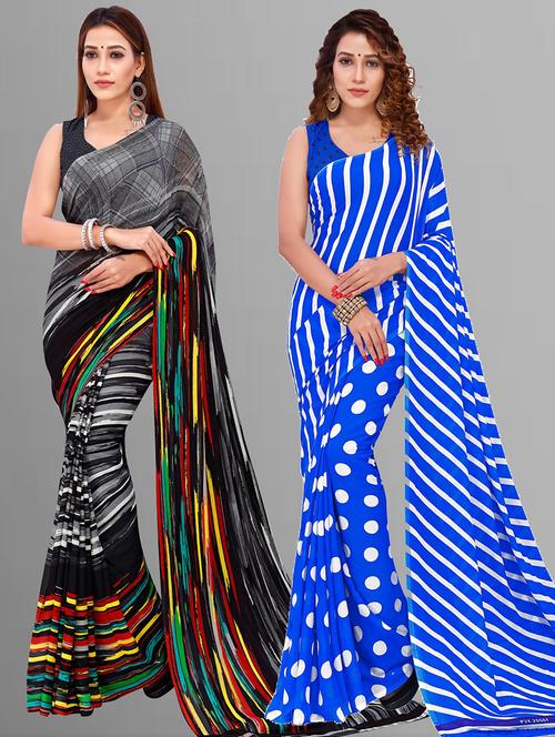 women pack of 2 casual wear combo sarees with blouse - 21417227 - Very Small Image - 1