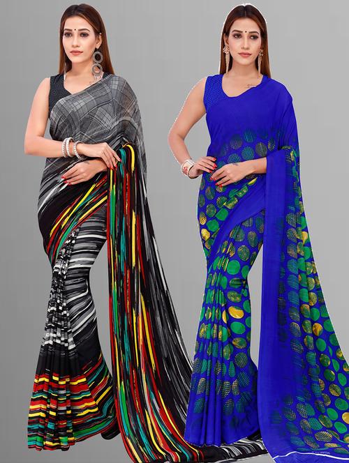 women pack of 2 casual wear combo sarees with blouse - 21417297 - Very Small Image - 1