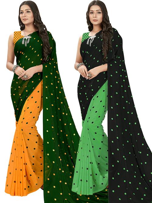 women pack of 2 casual wear combo sarees with blouse - 21417426 - Very Small Image - 1