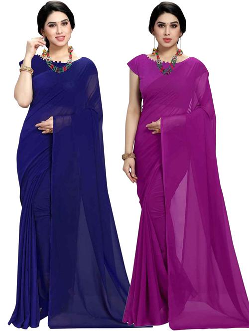 women pack of 2 casual wear combo sarees with blouse - 21417434 - Very Small Image - 1