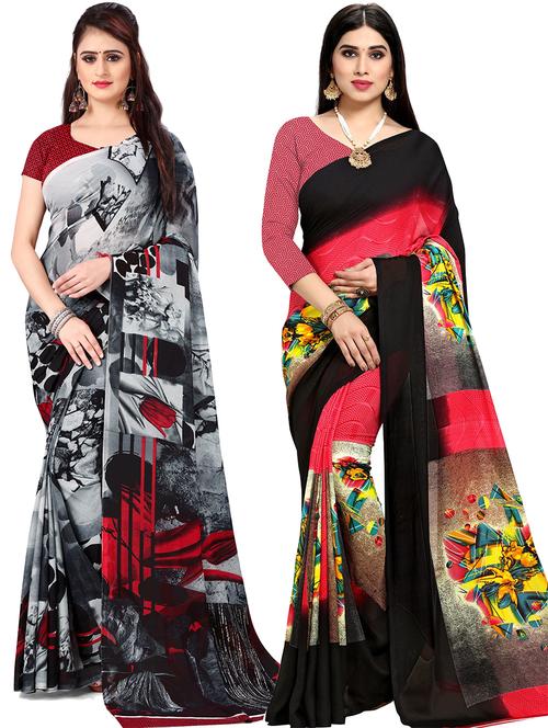 women pack of 2 casual wear combo sarees with blouse - 21417443 - Very Small Image - 1