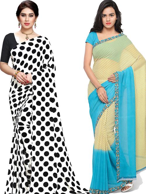 women pack of 2 casual wear combo sarees with blouse - 21417448 - Very Small Image - 1