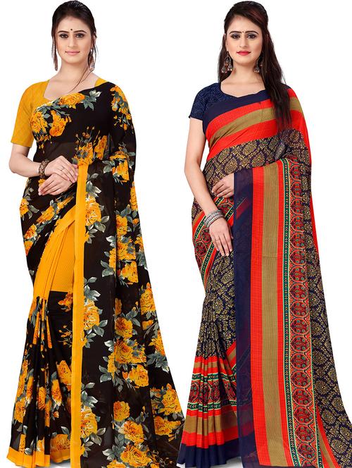 women pack of 2 casual wear combo sarees with blouse - 21417458 - Very Small Image - 1