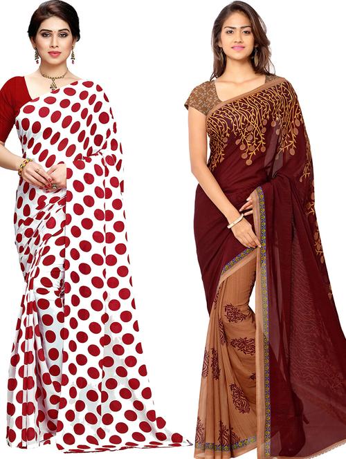 women pack of 2 casual wear combo sarees with blouse - 21417471 - Very Small Image - 1