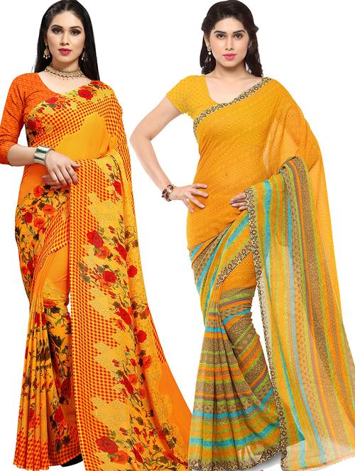 women pack of 2 casual wear combo sarees with blouse - 21417609 - Very Small Image - 1