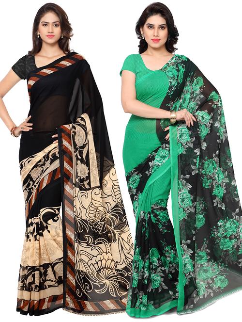 women pack of 2 casual wear combo sarees with blouse - 21417618 - Very Small Image - 1
