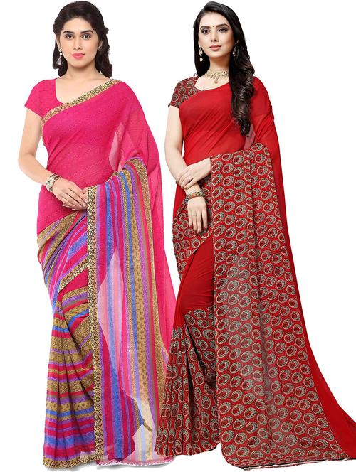 women pack of 2 casual wear combo sarees with blouse - 21417648 - Very Small Image - 1
