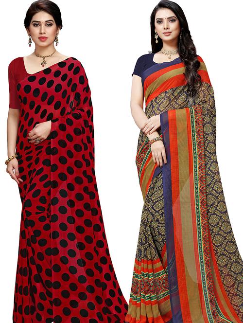 women pack of 2 casual wear combo sarees with blouse - 21417865 - Very Small Image - 1