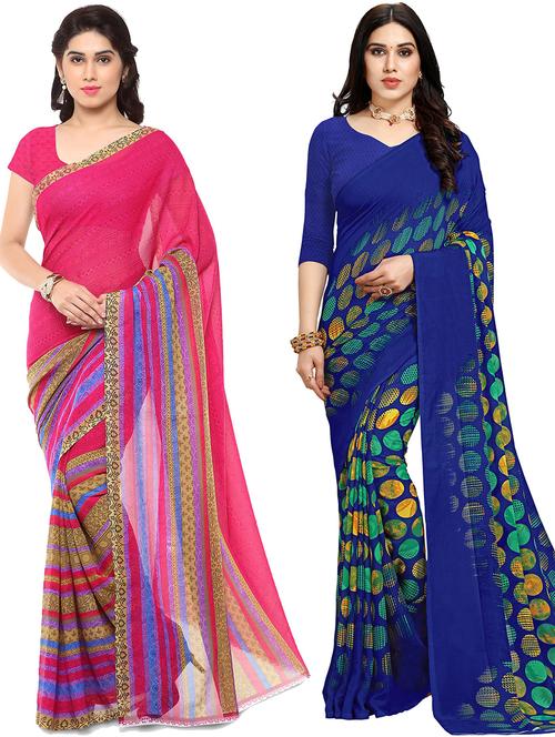 pack of 2 printed casual wear sarees with blouse - 21417889 - Very Small Image - 1