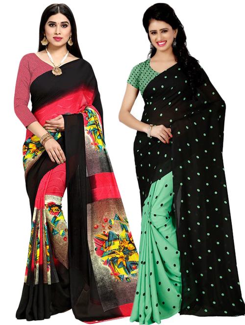 women pack of 2 casual wear combo sarees with blouse - 21417907 - Very Small Image - 1