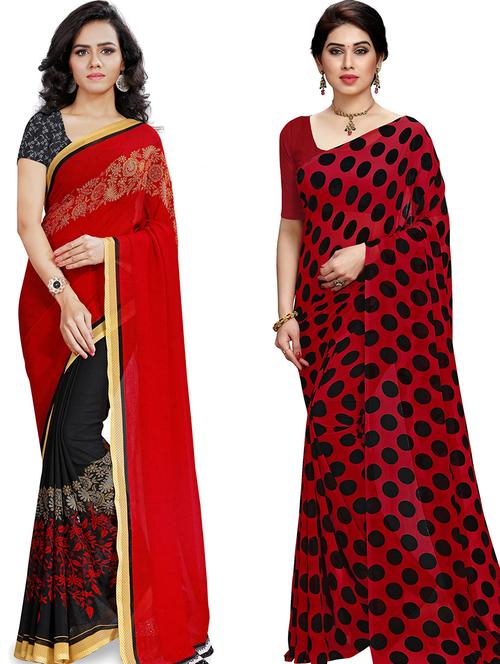 women pack of 2 casual wear combo sarees with blouse - 21418020 - Very Small Image - 1