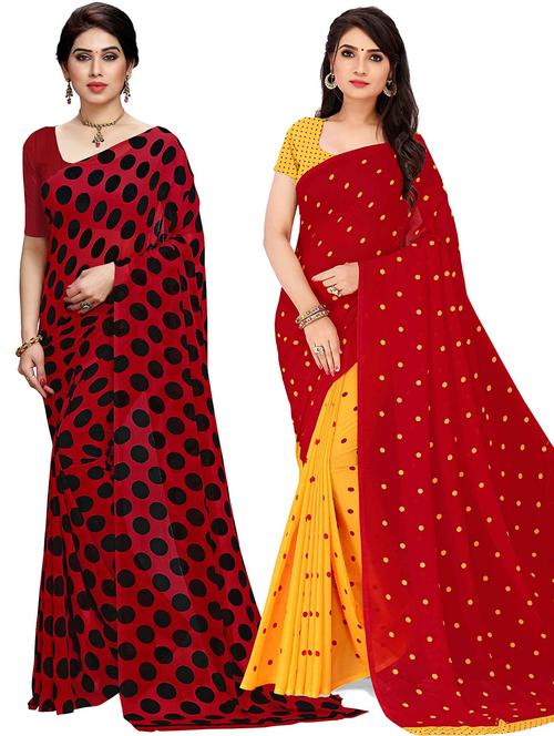 pack of 2 printed casual wear sarees with blouse - 21418022 - Very Small Image - 1