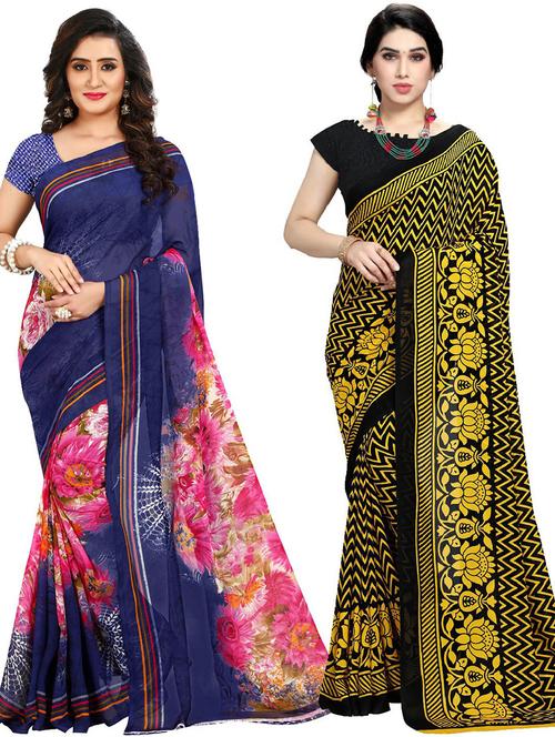 women pack of 2 casual wear combo sarees with blouse - 21418025 - Very Small Image - 1