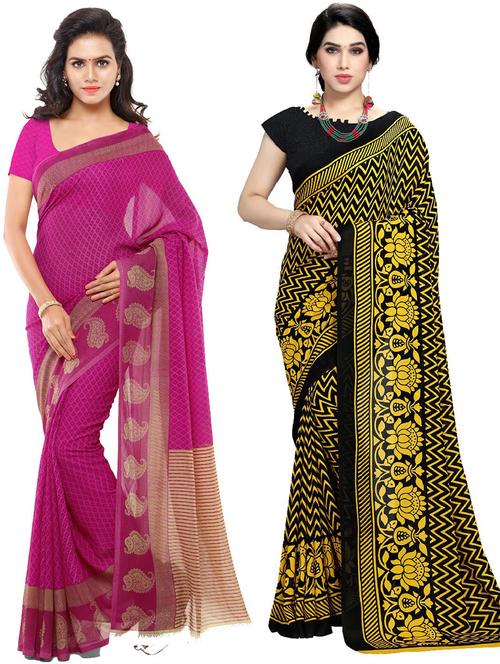 women pack of 2 casual wear combo sarees with blouse - 21418032 - Very Small Image - 1