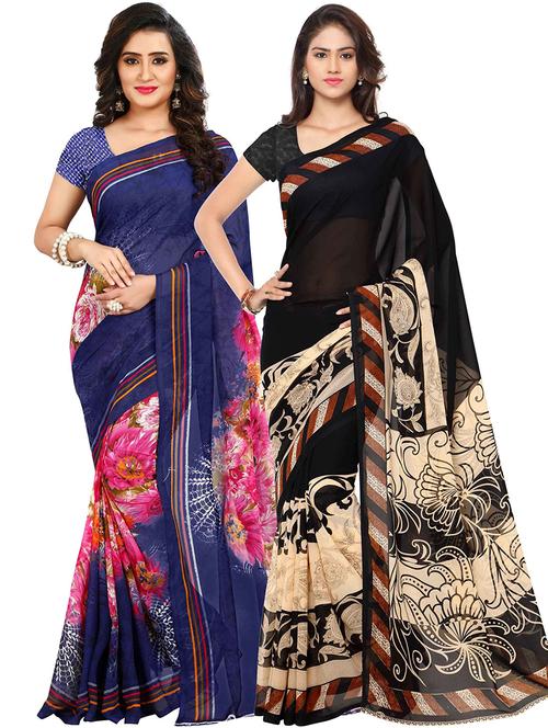 women pack of 2 casual wear combo sarees with blouse - 21418049 - Very Small Image - 1