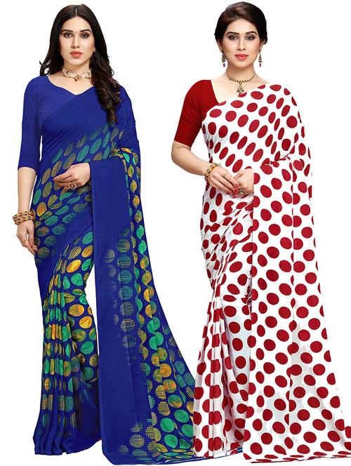 women pack of 2 casual wear combo sarees with blouse - 21418061 - Very Small Image - 1