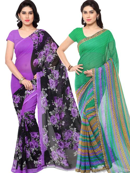 women pack of 2 casual wear combo sarees with blouse - 21418063 - Very Small Image - 1