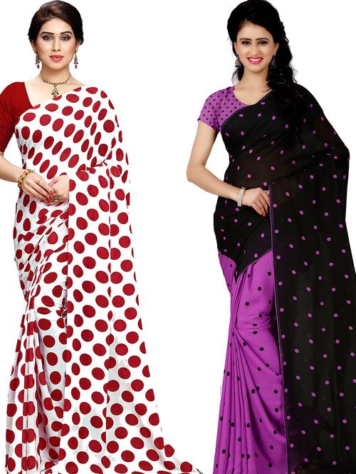 women pack of 2 casual wear combo sarees with blouse - 21418081 - Very Small Image - 1