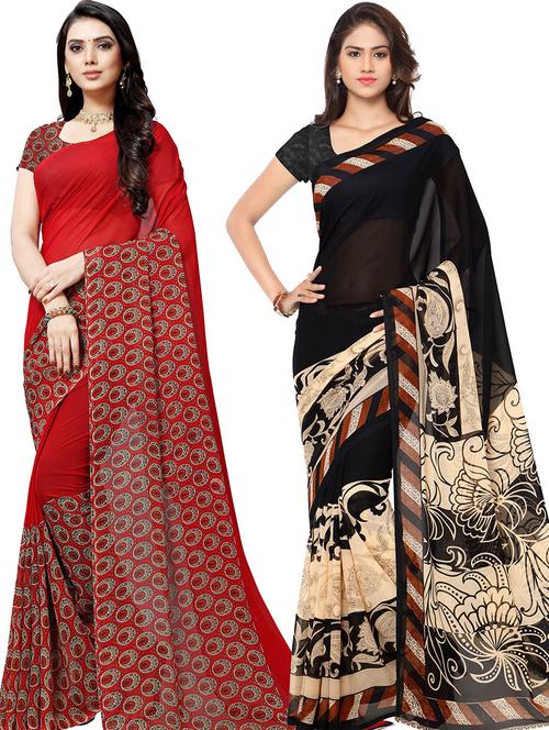 women pack of 2 casual wear combo sarees with blouse - 21418107 - Very Small Image - 1