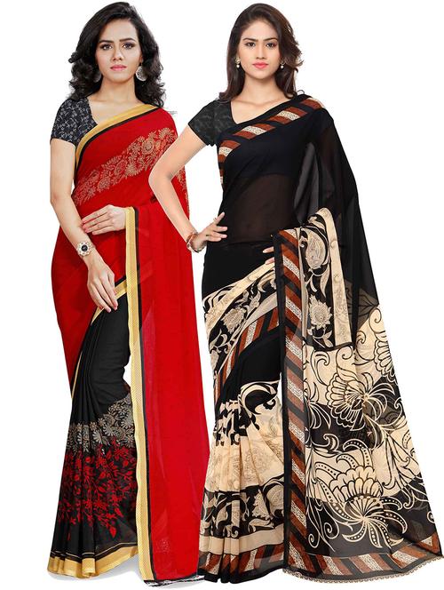 women pack of 2 casual wear combo sarees with blouse - 21418108 - Very Small Image - 1